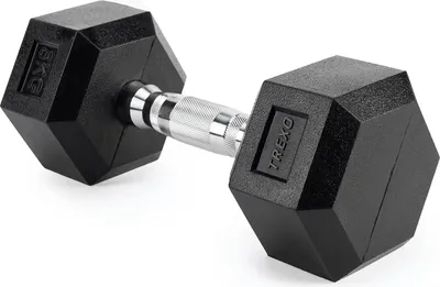 Produktbild von Hantel 5 kg Hexagon, Gusseisen mit Gummibeschichtung, ergonomischer Griff, für Krafttraining