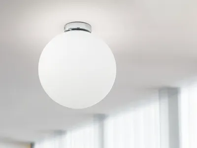 Produktbild von Kleine LED Deckenleuchte 1-flammige Kugellampe mit Glaskugel Weiß Ø20cm