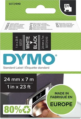 Image de Dymo D1 rouleaux 24 mm x 7 m blanc sur noir