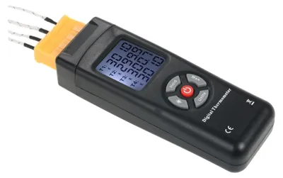 Zdjęcie produktu dla 4-kanałowy cyfrowy termometr LCD typu K z czujnikiem termoparowym -50~1350��C/-58~2462��F Funkcja wstrzymania danych