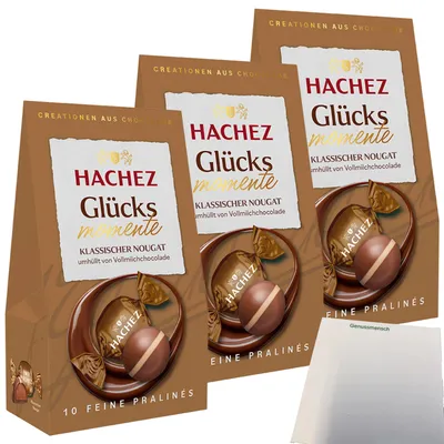 Produktbild von Hachez Schokolade Glücksmomente Nougat 3er Pack (3x112g Packung) + usy Block
