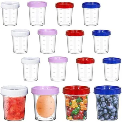 Image de Mini-boîtes de conservation en plastique, lot de 16, capacité de 120 ml, boîtes de conservation Lekvrieger pour le réfrigérateur et le congélateur