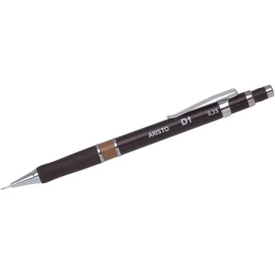 Produktbild von Aristo Feinminenstift D1 schwarz 0,35 mm mit Gummigriffzone und Metallclip