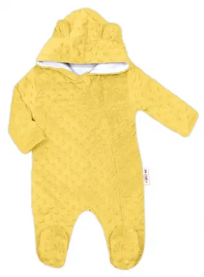 Obrázek produktu pro Baby Nellys  Kombinézka/overálek MINKY s kapucí a oušky - žlutá, vel. 80