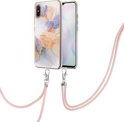 Image de Etui avec sangle pour Xiaomi Redmi 9A, étui TPU à motifs avec sangle ajustable Gris