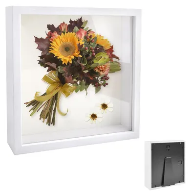 3D-Fotorahmen aus Holz, 25x25 cm, Acryl, DIY-Box, 3 cm tief, weiß