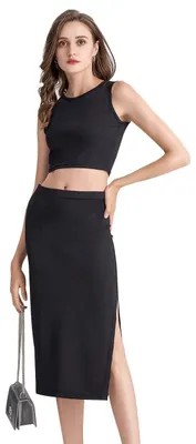 Immagine prodotto di Solidchoice - Set da donna composto da gonna midi e top corto