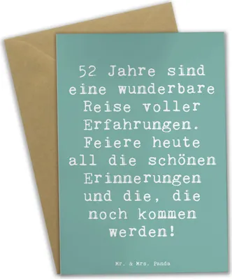 Produktbild von Mr. & Mrs. Panda Glückwunschkarte Spruch 52. Geburtstag - Meeresbrise - Geschenk, liebevolle Botschaft, Klappkarte, feiern, einladungskarten, weihnachtskarten, 52 Jahre