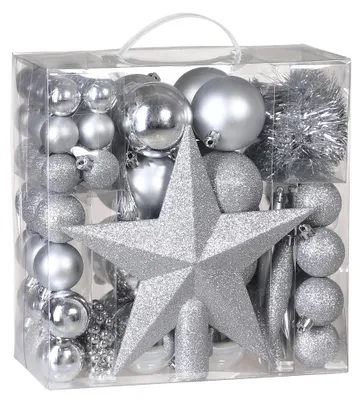 Immagine prodotto di DEUBA® Palline per Albero di Natale Set 77pz con Puntale Lucide Opache Ø 3/5/7 cm Decorazioni Addobbi Natalizi