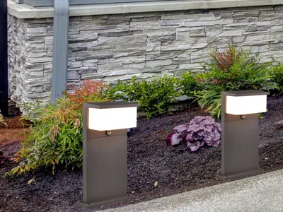 Produktbild von LED Sockelleuchte mit Bewegungsmelder 2er SET Ideen Gartenbeleuchtung mit Strom