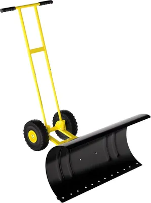Produktbild von Schneeschieber mit Rädern 91x40 cm – Heavy Duty Schneeschieber mit Doppelstange – Robuster Schneeschieber mit Stahlrahmen & verstellbarem Griff