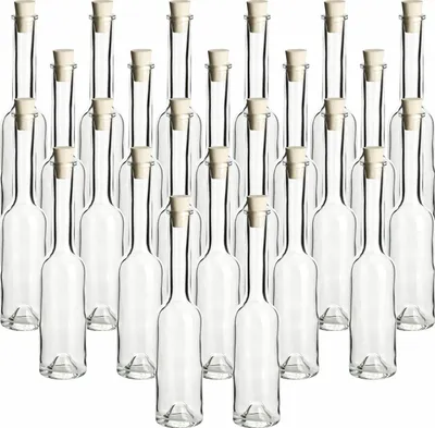 Produktbild von gouveo 24er Set Glasflaschen 200 ml Sinfonie mit Korken (SK) - Kleine Flasche mit Korkverschluss - Leere Korkflasche für Likör, Wein, Essig, Öl