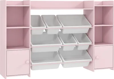 Produktbild von Kinder-Aufbewahrungsregal, Regal für Spielzeug und Bücher, zum übersichtlichen Aufräumen, 8 herausnehmbare Boxen, Rosa