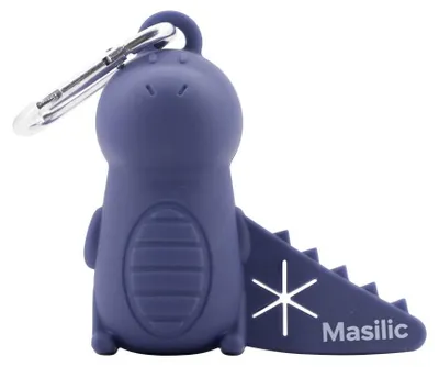 Produktbild von Masilic Silikon Hundekotbeutel Spender DINO, inkl. 1 Rolle Kotbeutel & Karabinerhaken, Tragbar & Hygienisch, für Hunde, Einfach Nachfüllbar, Langlebig, Ideal für Spaziergänge & Reisen, Navy