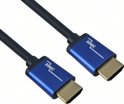 Produktbild von DINIC T8-HDMI-1-KB, 1 m, HDMI Typ A (Standard), HDMI Typ A (Standard), 3D, 48 Gbit/s, Schwarz, Blau