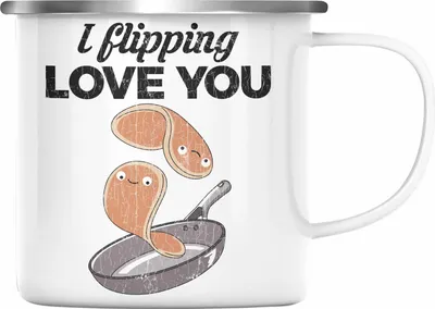 Produktbild von Trendation - Emaille Tasse Valentinstag Geschenk Für Sie Ihn Liebe Spruch Geschenkidee (Silber)