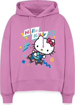Produktbild von Spreadshirt Hello Kitty 90er Stil Mit Rollschuhen Frauen Boxy Organic Hoodie, L, Pink