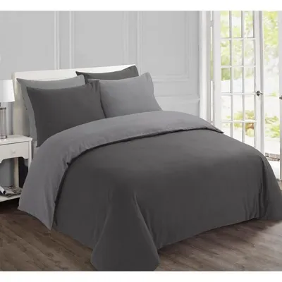 Produktbild von VISION Quilt set Zweifarbiges Flanell - 200 x 200 cm - Anthrazitgrau und Hellgrau