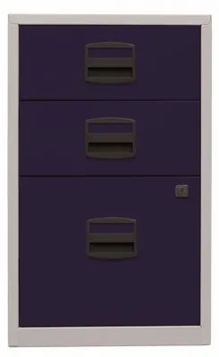 Produktbild von BISLEY Home Standcontainer lichtgrau, oxfordblau 3 Auszüge Kunststoff-Muldengriff schwarz 41,3 x 40,0 x 67,2 cm