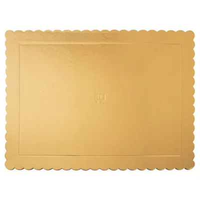 Produktbild von Orion Tortenplatte Gold rechteckig 40x30 cm aus Papier, zweiseitig, stabil, feuchtigkeitsbeständig, kühlschrankgeeignet, dekorativ, 0,3 cm dick