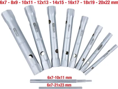 Produktbild von KS Tools Rohrsteckschlüssel-Satz, 10-tlg, 6x7-20x22 mm
