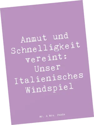 Produktbild von Mr. & Mrs. Panda Grußkarte Spruch Italienisches Windspiel - Lavendeltraum - Geschenk, Hunderassen Eigenschaften, Anmut, Hunde, Hunderasse, Ansichtskarte, Ansichtskarten