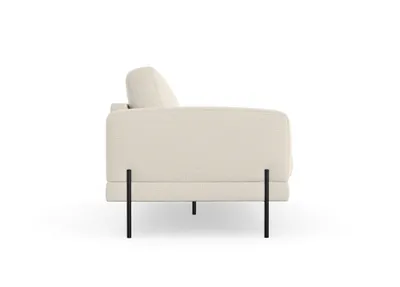 Produktbild von Karin 2-Sitzer-Sofa, Massivholzkonstruktion, skandinavischer Stil, Hohe Beine aus Metal, Chenille-Stoff Puente 03 Creme