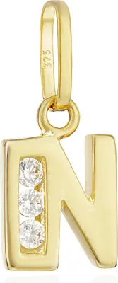 Produktbild von NKlaus Buchstabe N Kettenanhänger klein 375 Gelb Gold 9 Karat 10x6mm Alphabet Zirkonia weiß 13391