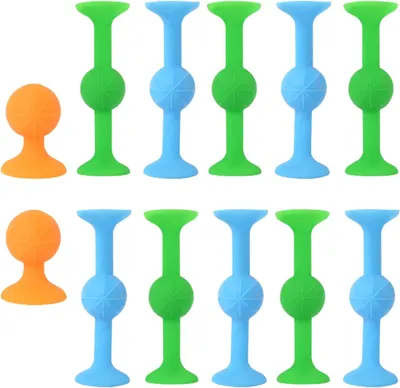 Productafbeelding van Zuignappijlen - Set van 12 - Sensorisch speelgoed - Dartspelblokken van siliconen - Stressverminderend speelgoed