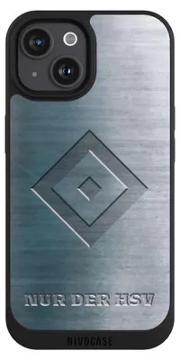 Produktbild von NIVOCASE Handyhülle für Apple iPhone 15 Hülle NIVOpure Case Schwarz HSV Hamburger SV Metallic Look