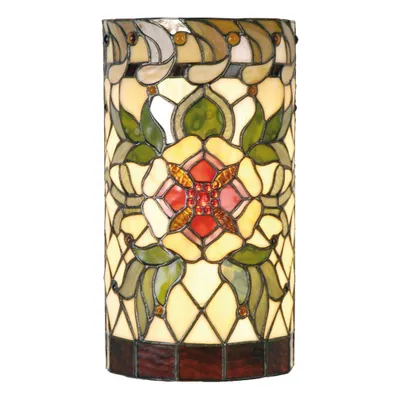 Obrázok produktu pre LumiLamp 5LL-9906 Nástenné svietidlo Tiffany 20x11x36 cm Zelené červené sklo Rose Semicircle