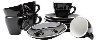 Produktbild von 12-teiliges Espresso-Tassen Set 90 ml, schwarz, Porzellan, Italia Serie