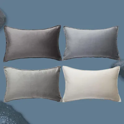 Produktbild von 4er-Set Kissenbezüge, 30 x 50 cm, grauer Samt mit Farbverlauf, geeignet für Sofakissen, Dekokissen, Kissenbezüge für Sofa, Schlafzimmer, Wohnzimmer, Balkon, flauschig