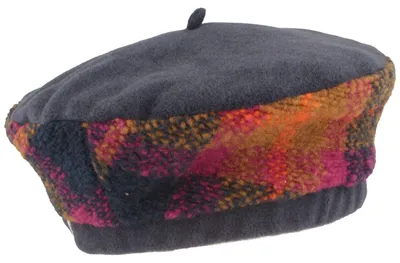 MtM warme Fleece Winter-Baskenmütze mit Multicolor Wollstoff in blau