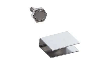 Produktbild von Türmagnet 15mm 95 N für Sauna mit U-Haftblech für Glastüren 10mm