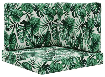 Image de Coussins de sol pour l'extérieur vidaXL, motif feuilles, polyester, 60 x 60 cm