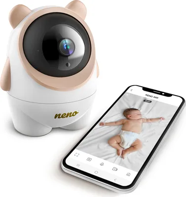 A baby monitor and a smartphone displaying a baby.