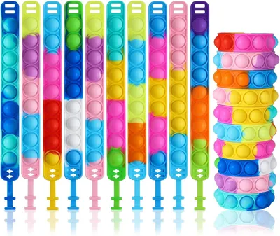 Produktbild von Pop Armband It, 10 Stück Wristband Fidget Dekompression Spielzeug Set, Silikon Regenbogen Baby Sensorik Spielzeug Geschenke für Kinder Jungen Mädchen