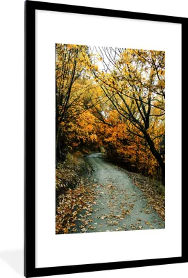 Produktbild von MuchoWow® Gerahmtes Poster Blätter - Herbst - Wald 60x90 cm - Poster mit Schwarzem Bilderrahmen Wandposter Rahmen Foto Bilder - Dekoration - Wandposter Wohnzimmer - Hochwertig