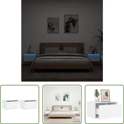 Immagine prodotto di The Living Store Comodini a parete con luci LED 2 pz. Bianco
