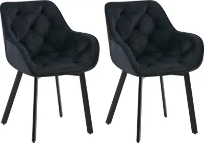 Produktbild von CLP 2er Set Drehbarer Esszimmerstuhl Antigo Samt schwarz