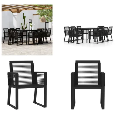Produktbild von vidaXL 9 tlg. Garten Essgruppe Schwarz - Garten-Essgruppe - Garten-Essgruppen - Outdoor-Essgruppe - Terrassen-Essgruppe