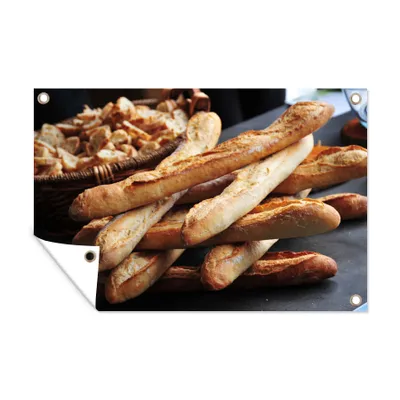 Obrázok produktu pre MuchoWow® Vonkajší plagát - Záhradná dekorácia ochrana súkromia - Záhradné plagáty pre záhradu - Stohované bagety - 40x60x0.2cm