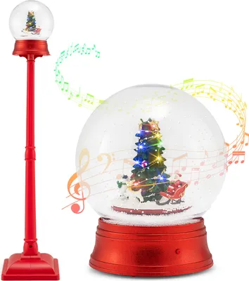 Produktbild von COSTWAY 153cm Weihnachtslaterne mit abnehmarer Schneekugel, beleuchtet, Weihnachtsdeko mit Musik & 15 farbigen LEDs, Weihnachtsbeleuchtung
