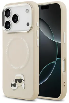 Produktbild von Karl Lagerfeld Karl & Choupette Etui     MagSafe-Pins für iPhone 17 Pro Max beige