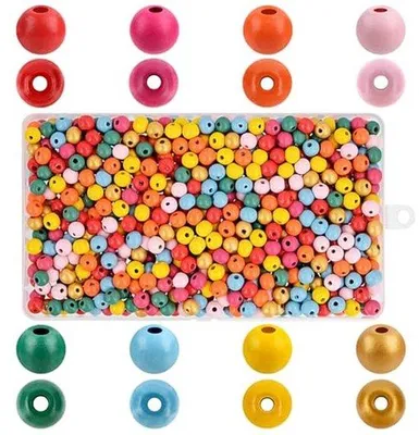 Produktbild von Bunte Holzkugeln 8 mm für Armbänder, Anhänger und Bastelprojekte - 800 Stück