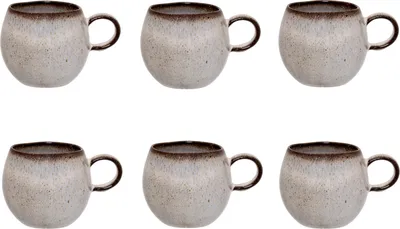 Produktbild von 6er Set Tassen, Becher SANDRINE grau braun 275ml Steingut Bloomingville