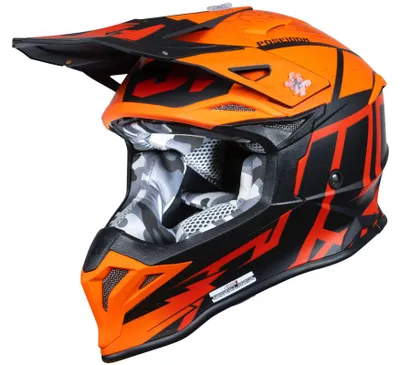 Produktbild von JUST1 J39 POSEIDON schwarzer orange roter Helm Größe M