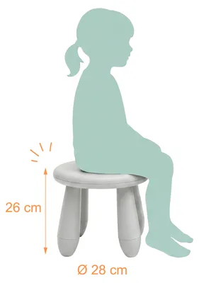 Imagen del producto de Relaxdays, taburete infantil, altura del asiento de 26 cm, fácil de limpiar, ligero, estable, taburete para niños pequeños, plástico, blanco