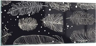 Produktbild von Bilder auf glas - Einteilig - Federn Grafiken Gliederung - 100x40cm - Glasbilder - Wandbilder - Bilder - Wanddekoration aus Glas - Glas Bilder - Wandbild auf Glas - GAB100x40-4244